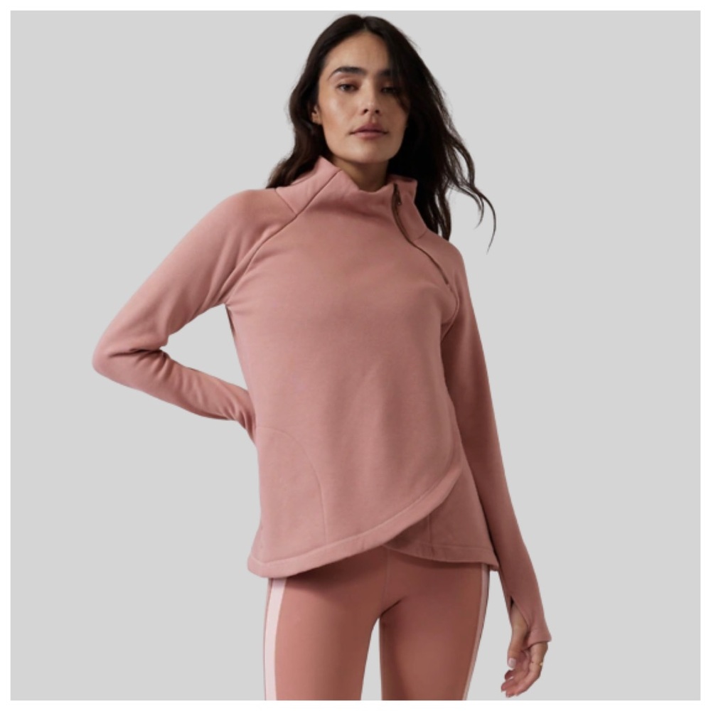 Athleta Cozy Karma Asym Pullover in Palermo Pink, Size Small